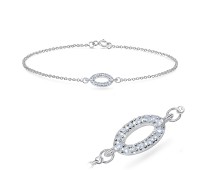 Ring Oval Shape CZ Setting Silver Bracelet BRS-556